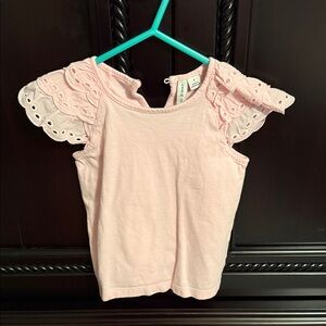 Janie and Jack Pink Eyelet Sleeve Blouse